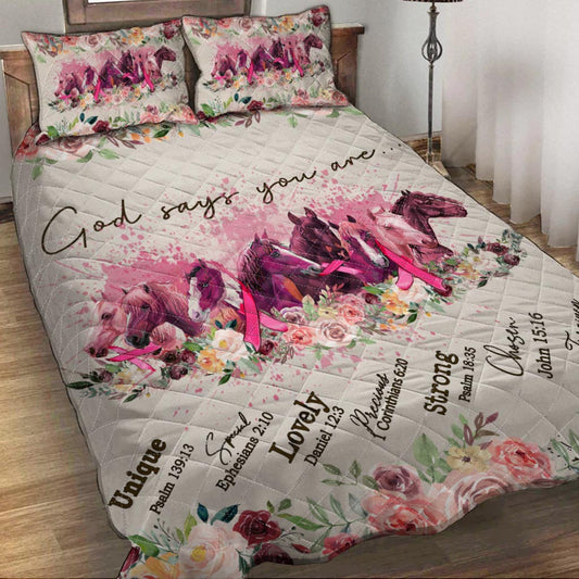Gott sagt, du bist Brustkrebs-Aufklärungs-Quilt-Set 0622
