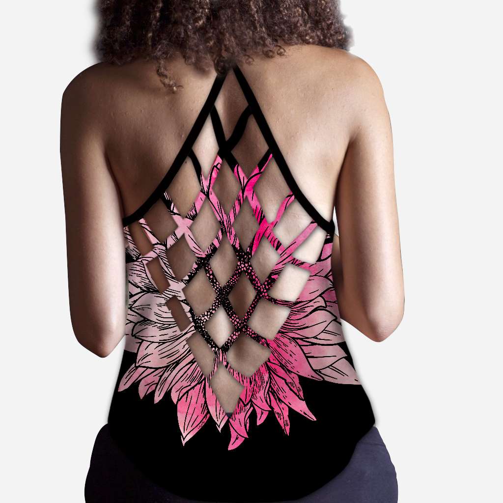 In einer Welt, in der du alles sein kannst, sei freundlich – Tanktop mit Kreuzmotiv zur Sensibilisierung für Brustkrebs 0722