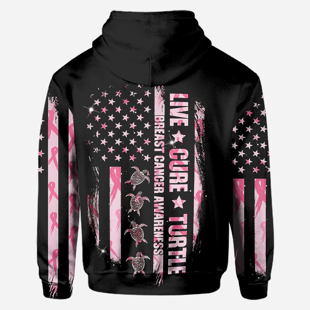 Schildkrötenmotiv zur Sensibilisierung für Brustkrebs – T-Shirt und Hoodie mit Allover-Print zur Sensibilisierung für Brustkrebs 0822