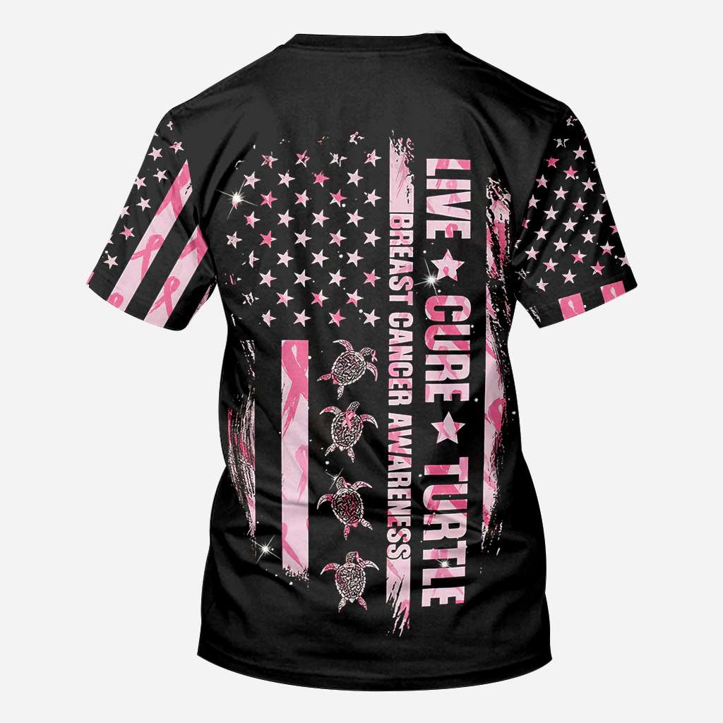 Schildkrötenmotiv zur Sensibilisierung für Brustkrebs – T-Shirt und Hoodie mit Allover-Print zur Sensibilisierung für Brustkrebs 0822