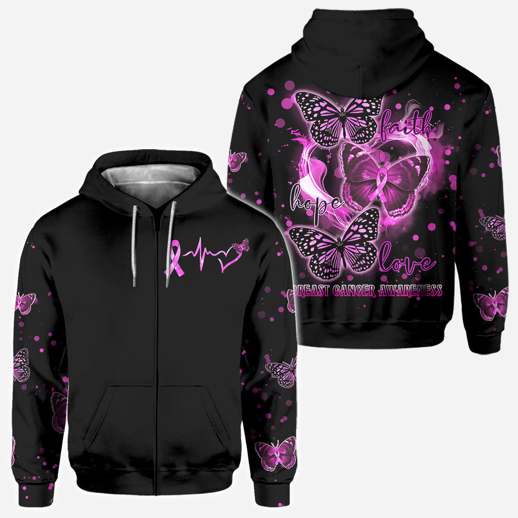 Glaube, Hoffnung, Liebe – Brustkrebs – T-Shirt und Hoodie zur Sensibilisierung für Brustkrebs 0822
