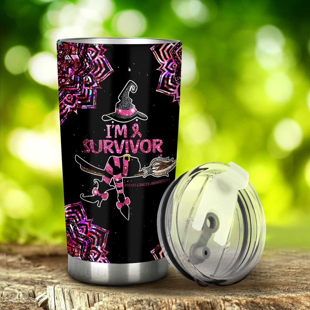 Hologram Witch Survivor - Breast Cancer Awareness Tumbler 0822