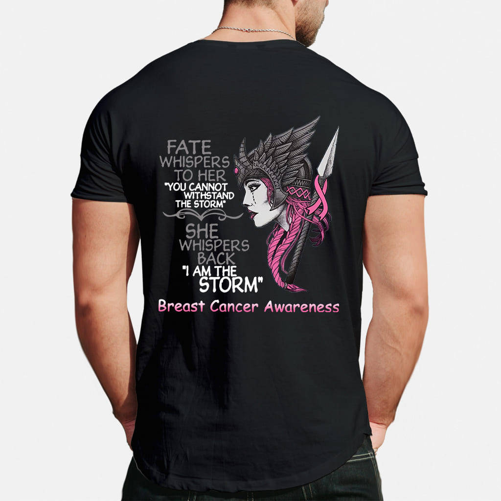 Fate Whispers To Her You Cannot Withstand The Storm - Breast Cancer Awareness T-shirt and Hoodie 0822