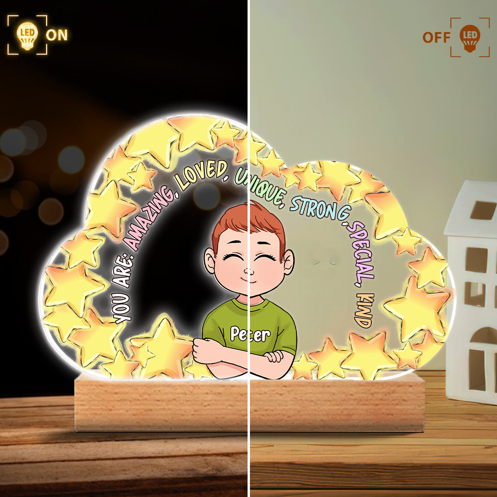 Du bist großartig – Personalisierte, familienförmige Plakettenleuchte