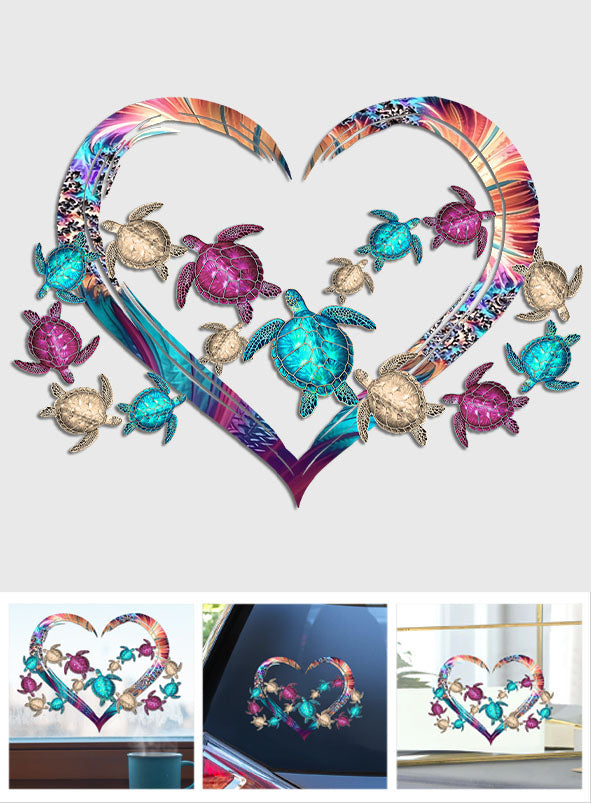 Herzförmiger Aufkleber für Schildkrötenliebhaber (komplett)