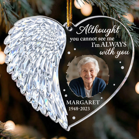 Personalisierte Weihnachts-Kristall-Flügel-Herz-Gedenkfoto-Ornament - Mitgefühl Geschenk