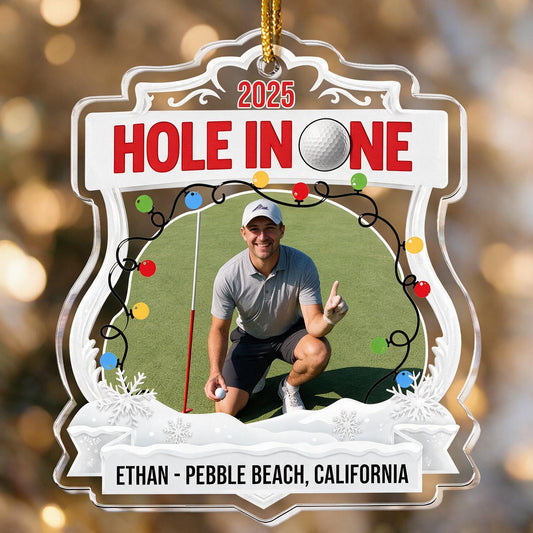 Personalized Christmas Hole In One Custom Photo Golf Ornament | Golf Lover Gift