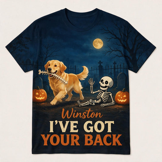 Personalized Halloween Pet I've Got Your Back 3D Shirt Funny Skeleton Dog Lover Gift