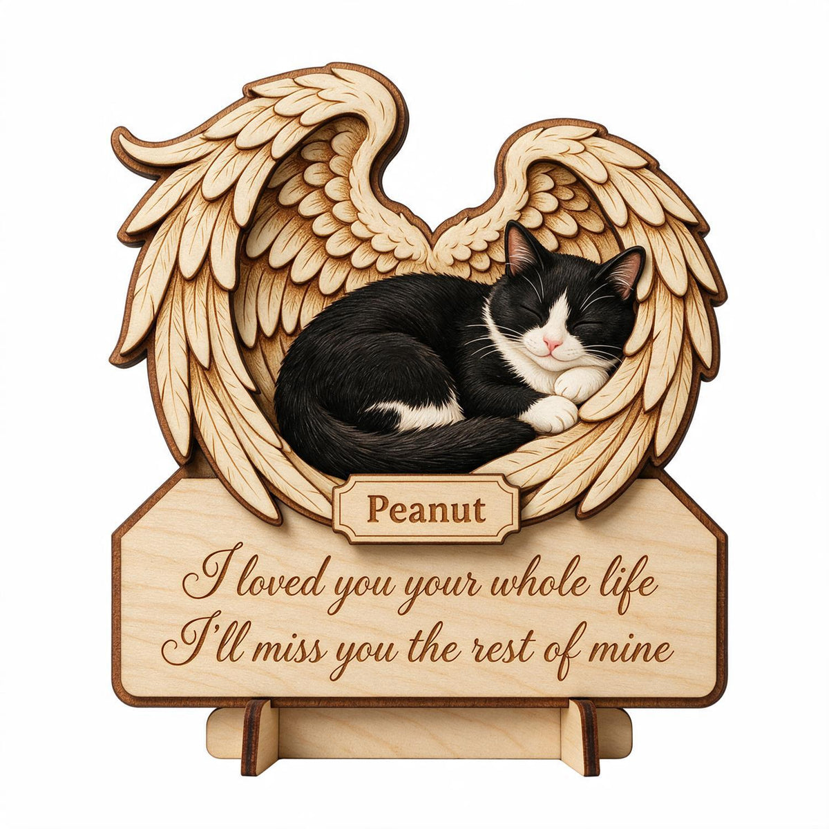 Katze Gedenkplatte Ich habe dich dein ganzes Leben geliebt - Personalisierte 2-lagige Holzplakette - Mitgefühl Haustierverlust Geschenk