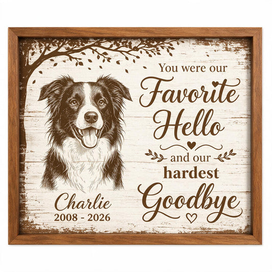 Under Tree Pet Dog Cat Memorial Custom Photo You Were Our Favorite Hello - Personalized Poster - Sympathy Gift, Remembrance Gift