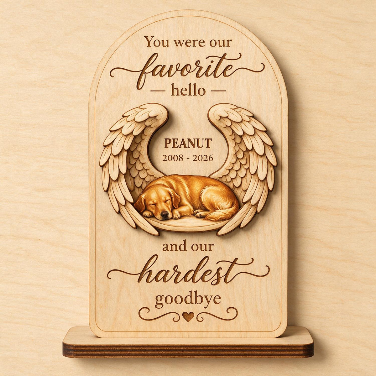 Haustier Hund Katze Gedenkfoto - Personalisierte 2-lagige Holztafel - Mitgefühl Geschenk, Erinnerungs Geschenk