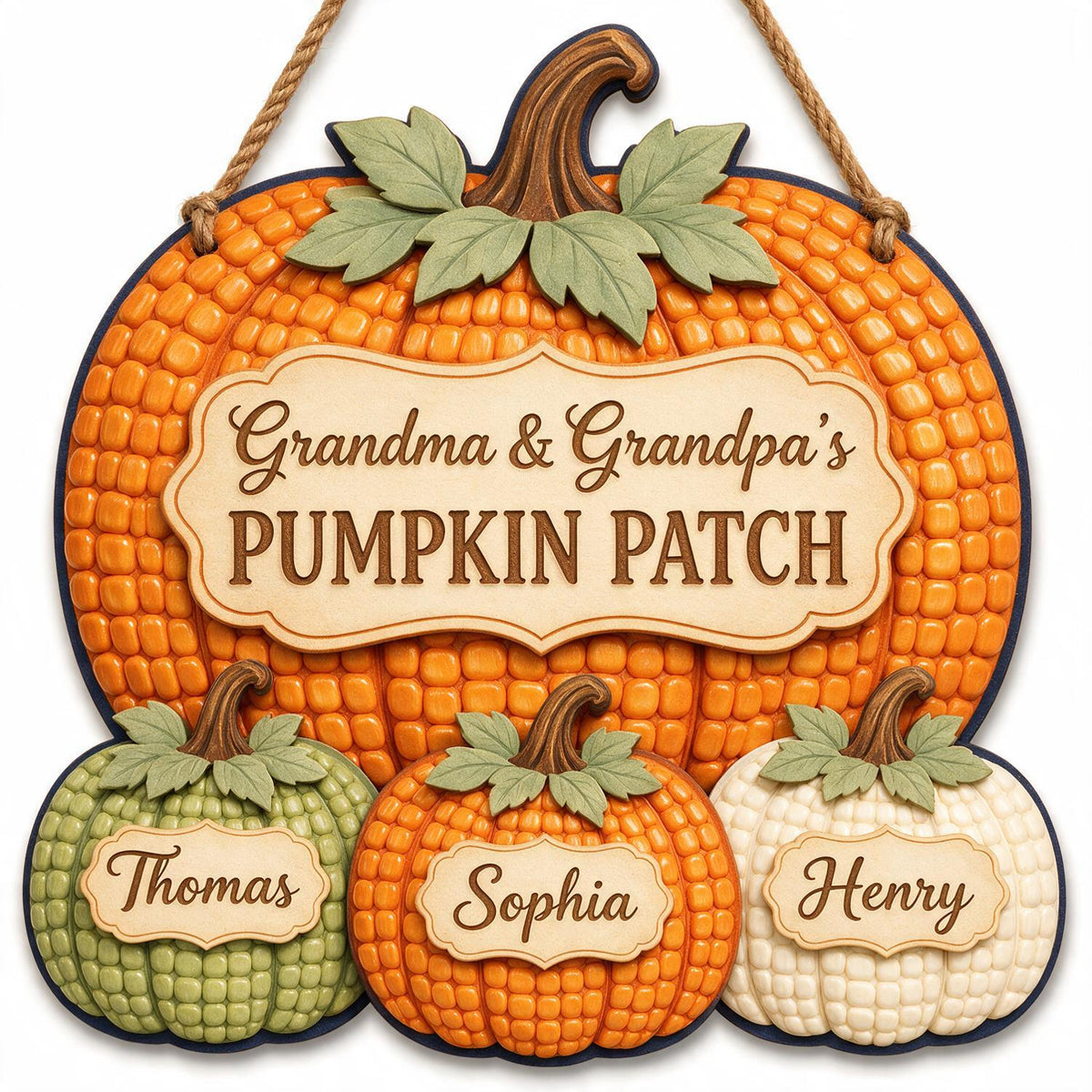 Personalized Fall Pumpkin Patch Wood Sign for Grandparents, Custom Family Names Autumn Wall Decor