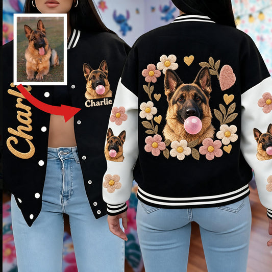Personalized Black and Tan Adult German Shepherd Varsity Jacket Dog Lover Gift