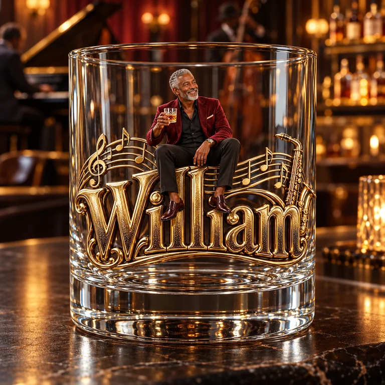 Personalisierbares Foto Jazz Whiskeyglas - Geschenk für ältere Männer, die Musik lieben