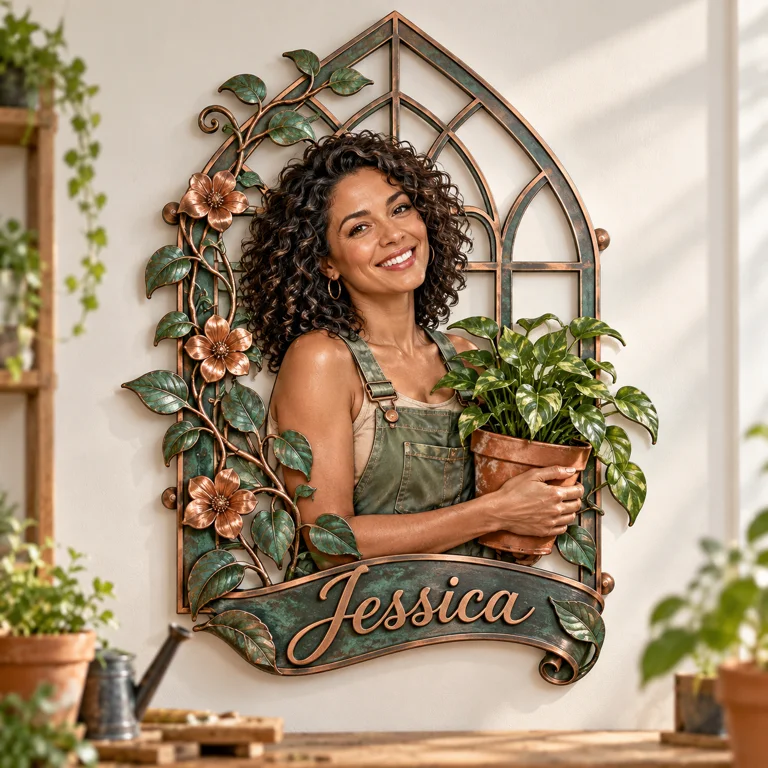 Personalized Custom Photo Gardening 3D Cut Metal Sign - Gift for Women