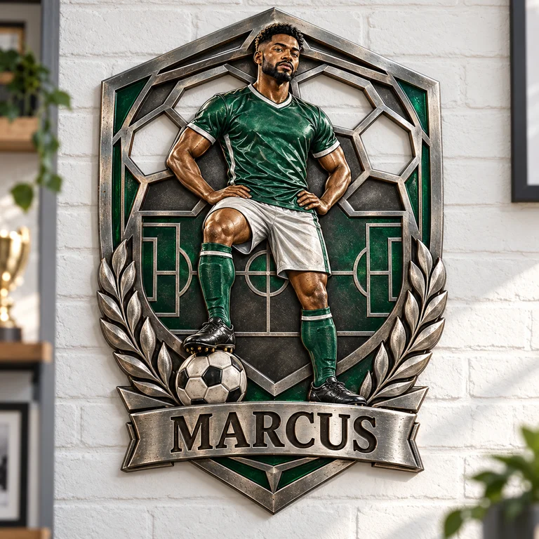 Personalized Custom Photo Soccer 3D Printed Cut Metal Sign - Gift for Young Men