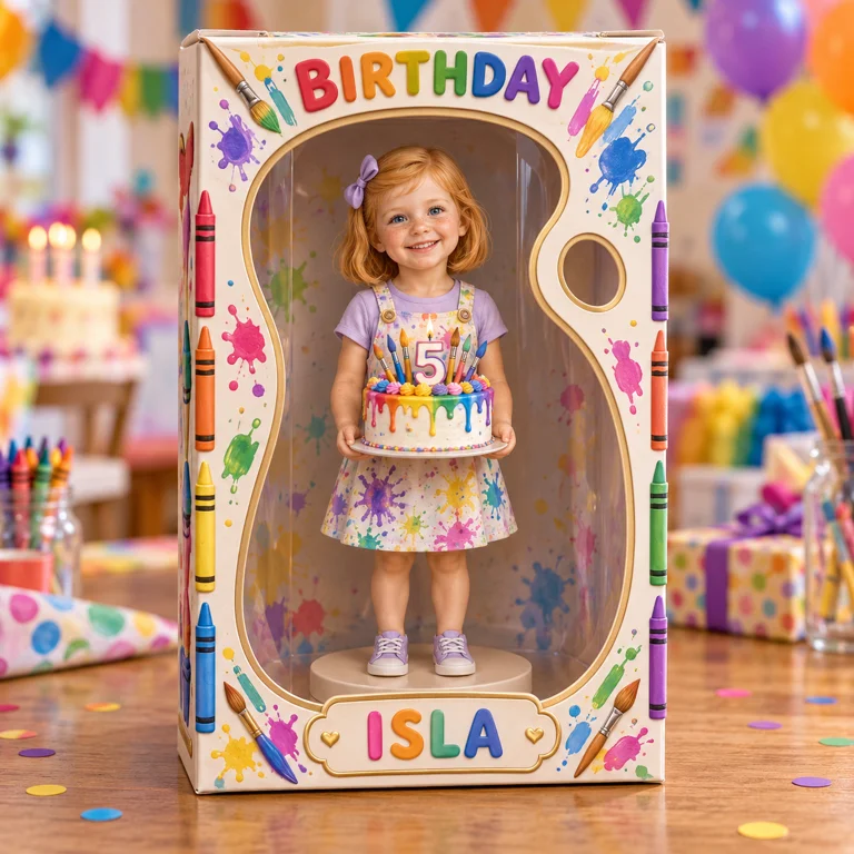 Personalisierte Foto Kunst Acryl Display Box - 5. Geburtstag Geschenk für Mädchen