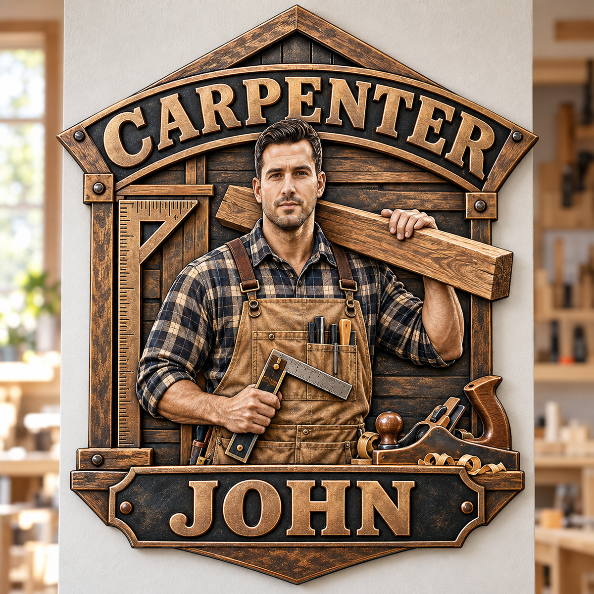 Personalized Custom Photo Carpenter 3D Printed Cut Metal Sign - Gift for Young Men