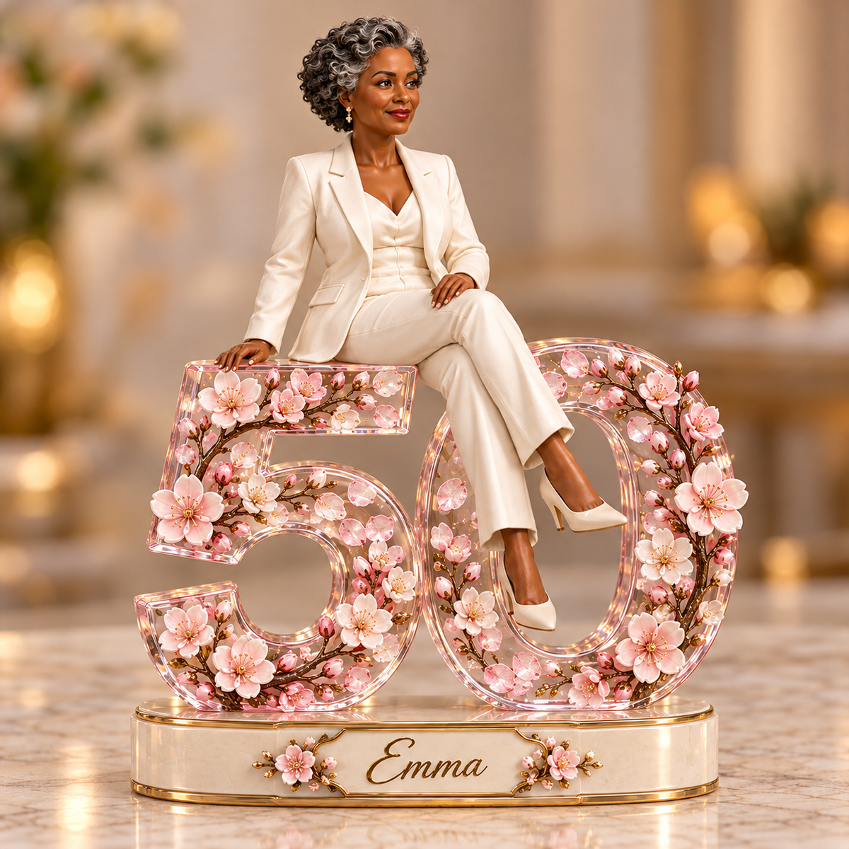 Personalized Custom Photo Cherry Blossom Custom Shaped Acrylic Plaque - 50th Birthday Gift for Women