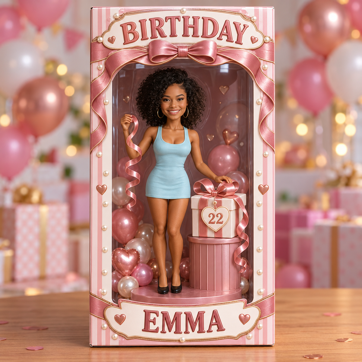 Personalized Birthday Portrait Display Box - Photo Figure with Name and Age