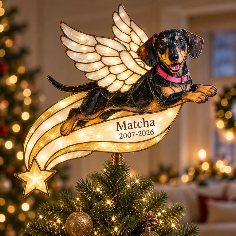 Personalisierter Hundegedenk Weihnachtsbaumspitze