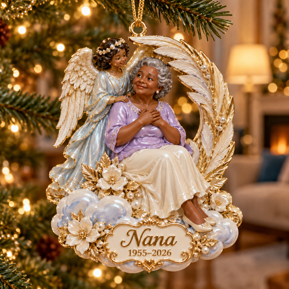 Personalized Custom Photo Guardian Angel Memorial 3D Christmas Ornament - Grandmother Remembrance Keepsake