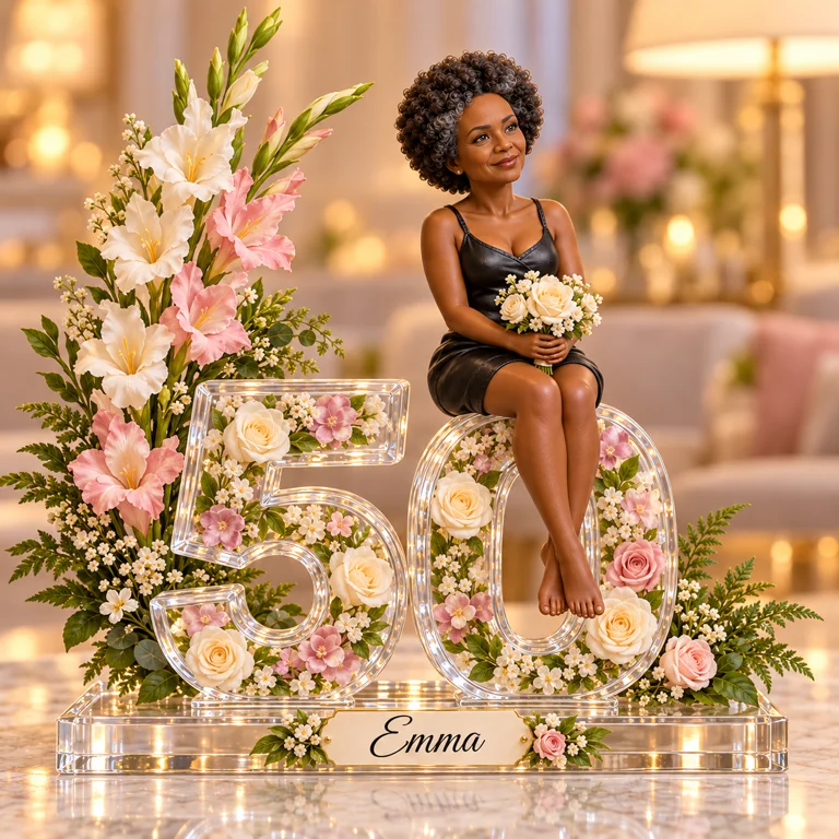Personalized Custom Photo Gladiolus Custom Shaped Acrylic Plaque - 50th Birthday Gift for Women