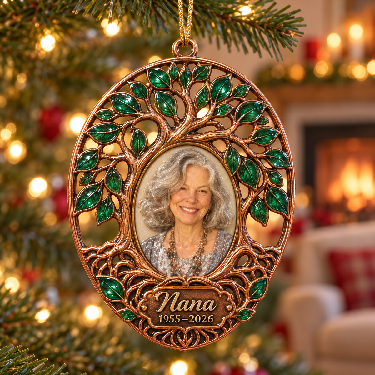 Personalized Custom Photo Tree of Life Memorial Christmas Ornament - In Memory of Grandma