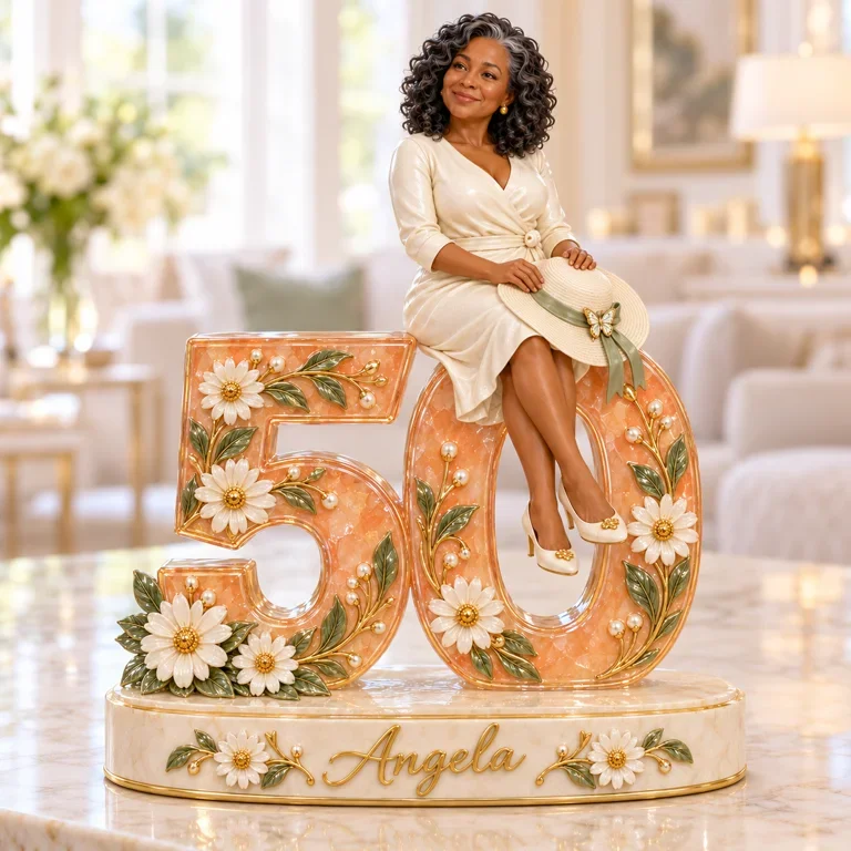 Personalized Custom Photo Daisy Custom Shaped Acrylic Plaque - 50th Birthday Gift for Women