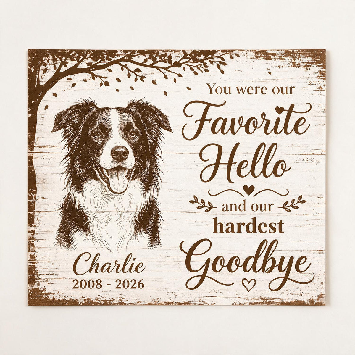 Unter dem Baum Haustier Hund Katze Gedenkfoto - Personalisierte Poster - Mitgefühlsgeschenk, Erinnerungsstück