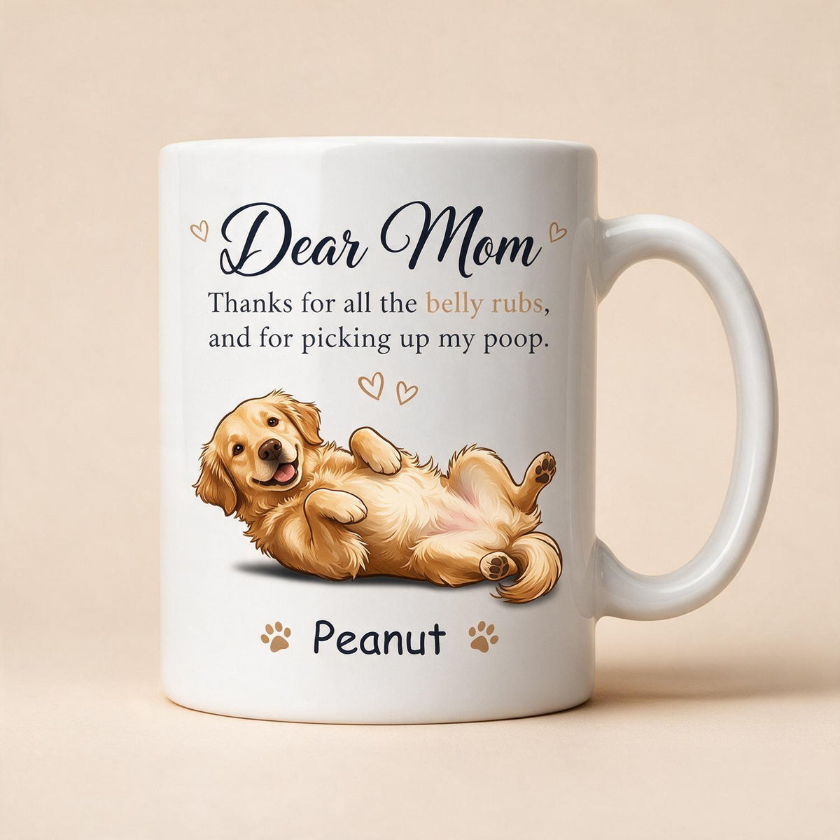 Lieber Papa Mama Danke Für Alle Bauchstreicheleinheiten - Personalisierte Tasse - Geschenk Für Hundeliebhaber