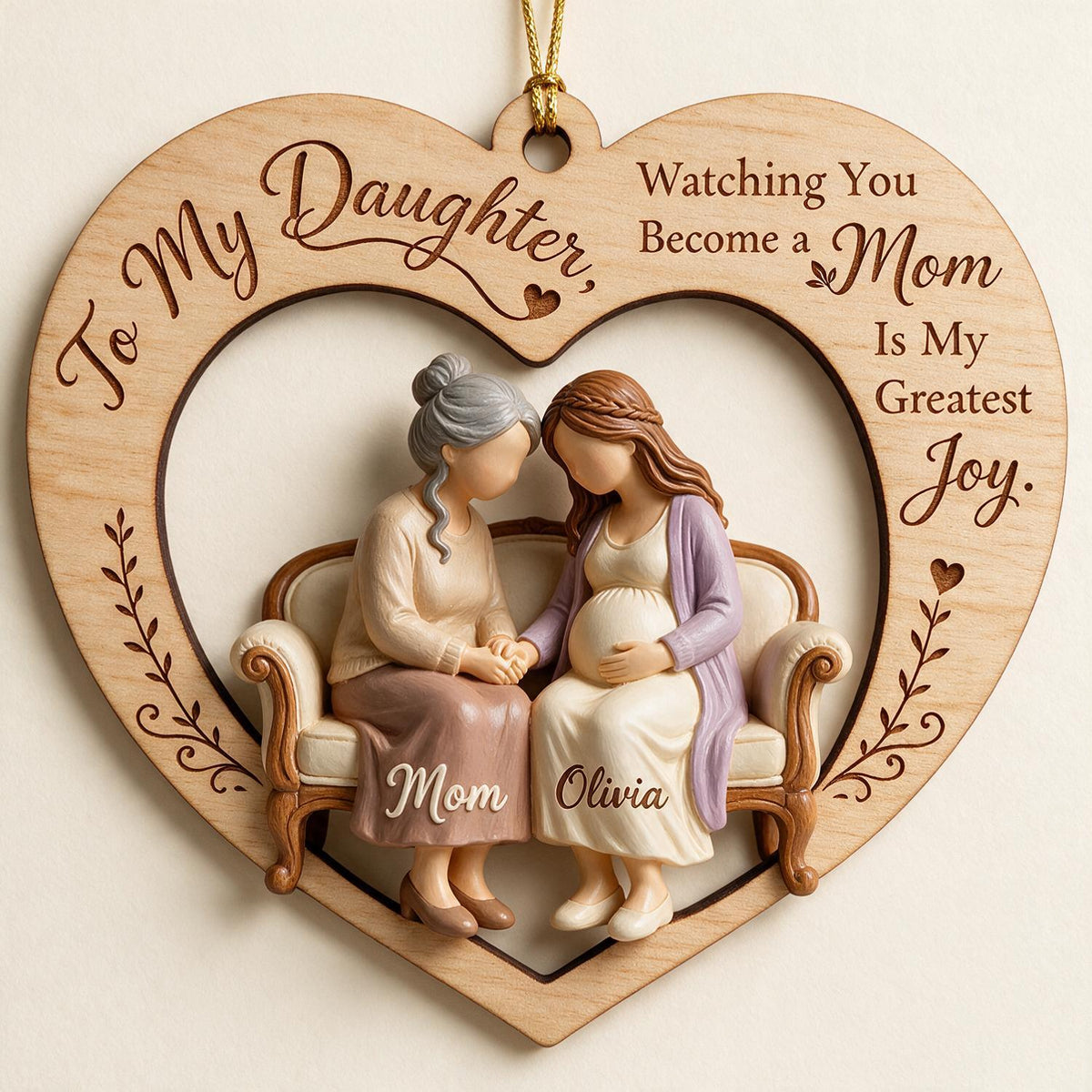 Personalisierte Weihnachts-Mama & werdende Tochter Herz Holzornament Geschenk für neue Mütter