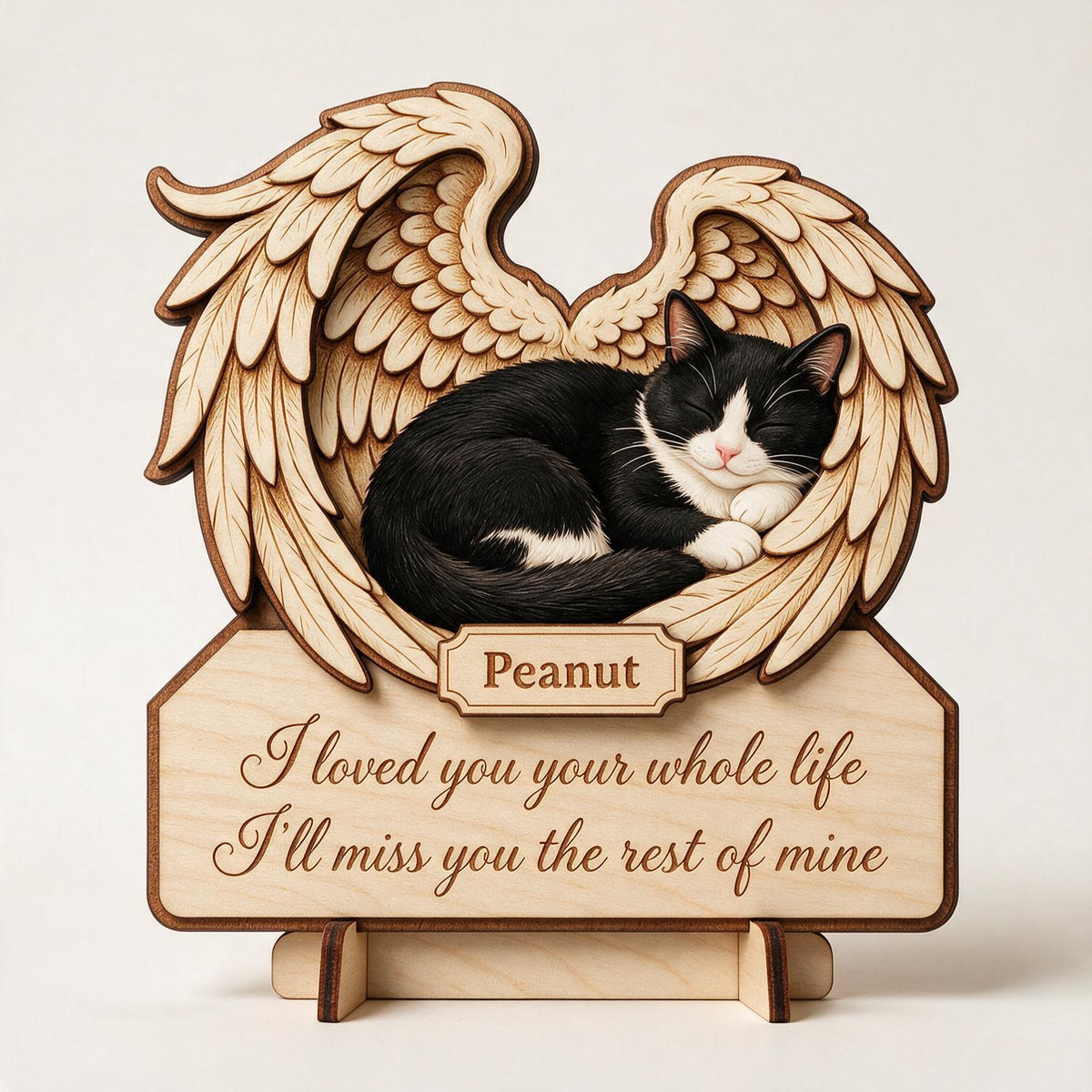 Katze Gedenkplatte Ich habe dich dein ganzes Leben geliebt - Personalisierte 2-lagige Holzplakette - Mitgefühl Haustierverlust Geschenk