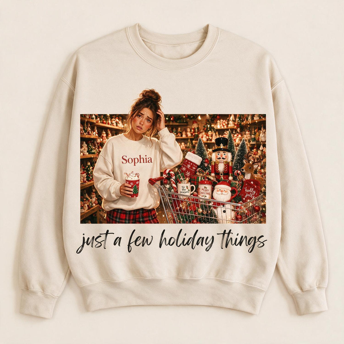 Personalized Christmas Custom Photo Sweatshirt, Just A Few Holiday Things Funny Holiday Gift