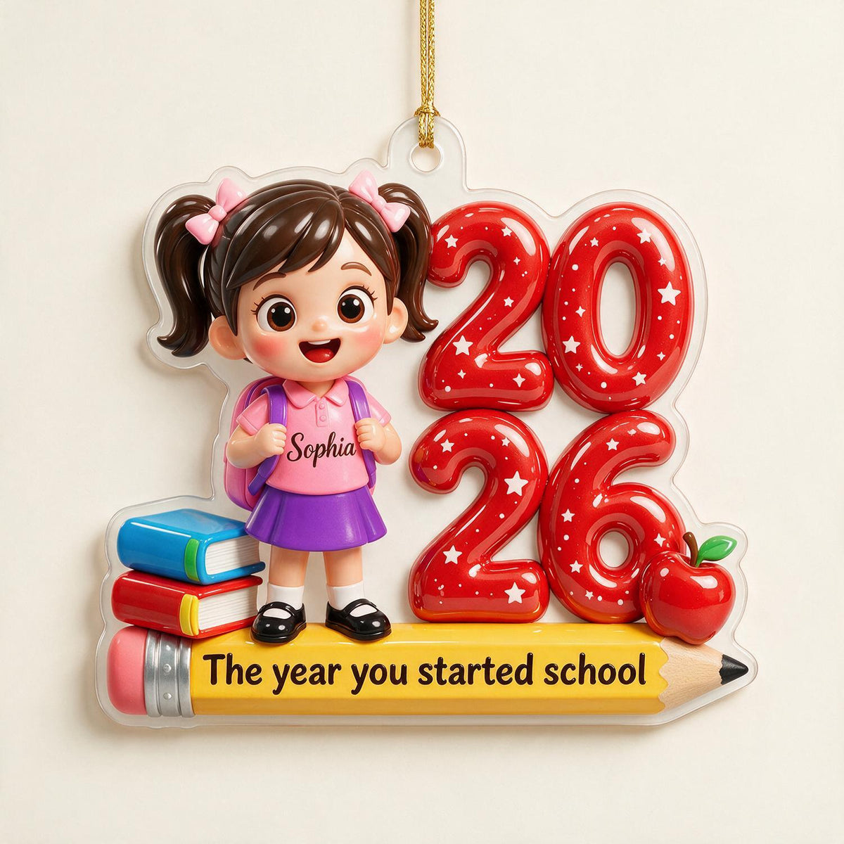 Personalized First Year of School Acrylic Ornament, Custom Photo Back to School Keepsake for Kids