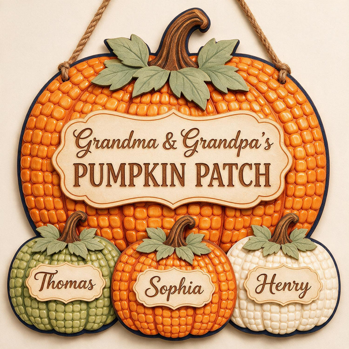 Personalized Fall Pumpkin Patch Wood Sign for Grandparents, Custom Family Names Autumn Wall Decor