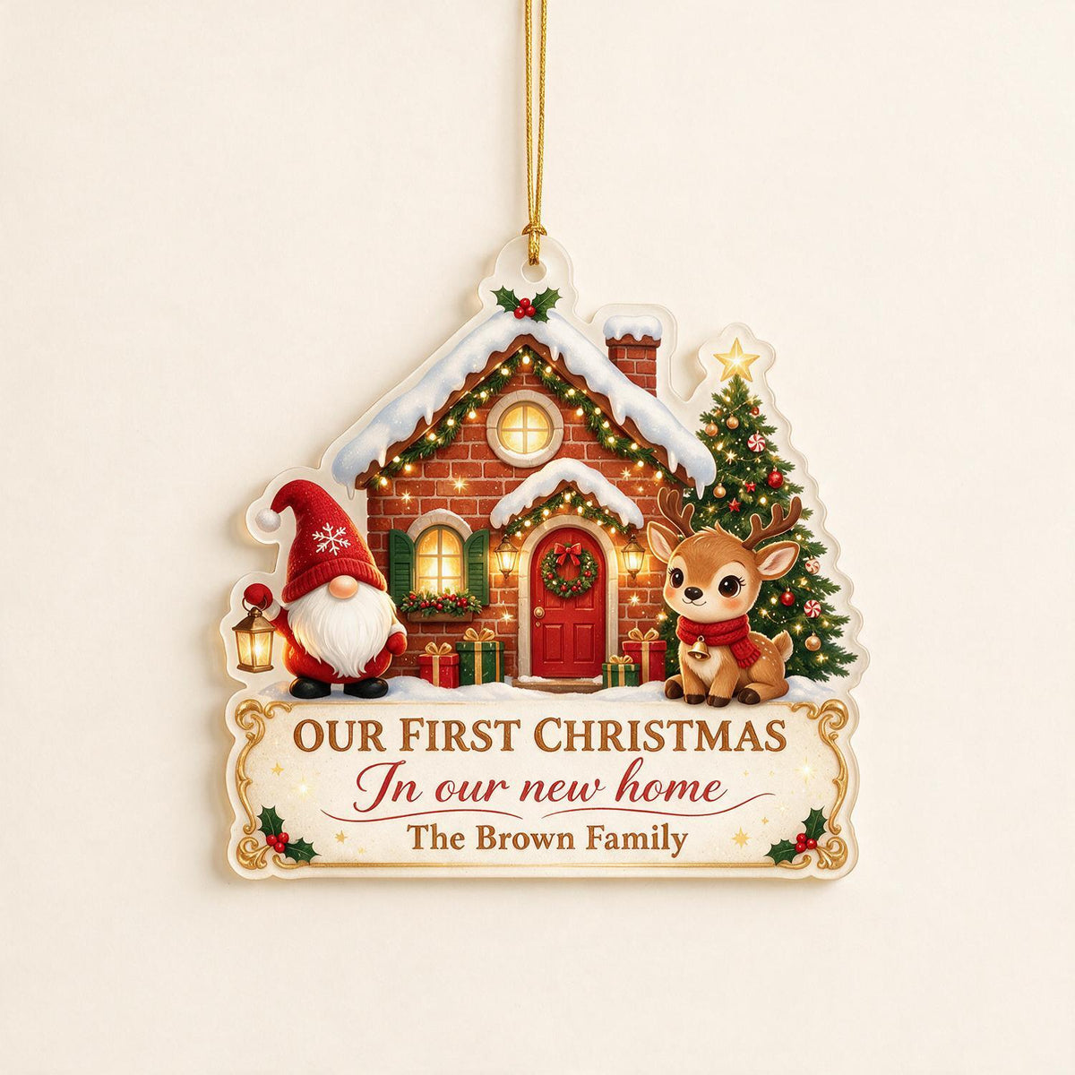 Personalized Christmas First Christmas in Our New Home Acrylic Ornament, Housewarming Gift New Home Decor