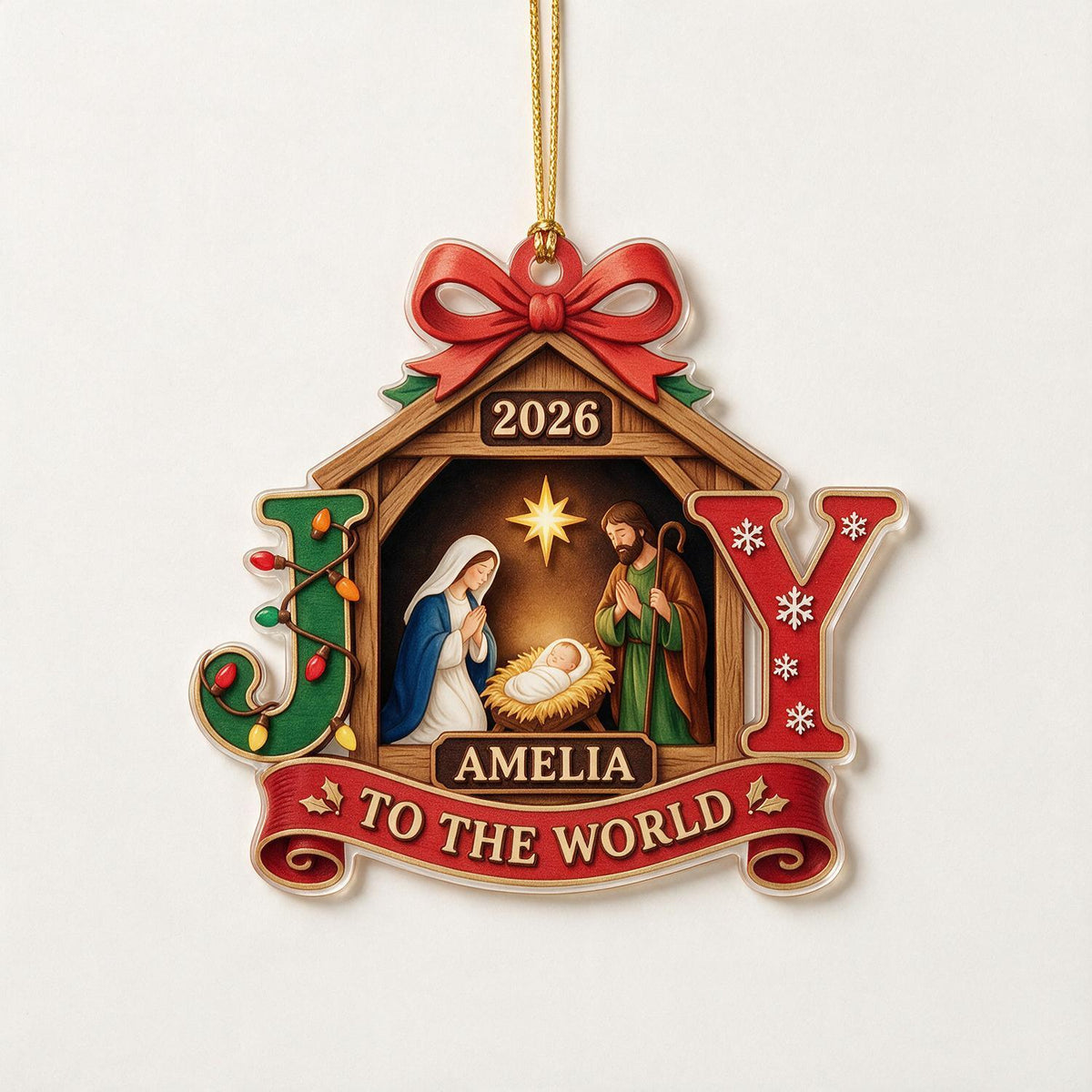 Personalisierte Weihnachts Baby Erstes Weihnachten Krippe JOY Acryl Ornament Geschenk