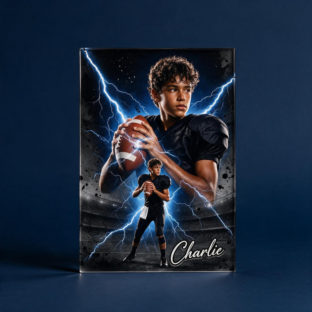 Personalized Bootleg Football Photo Acrylic Block Plaque Custom Sports Gift for Boys Girls