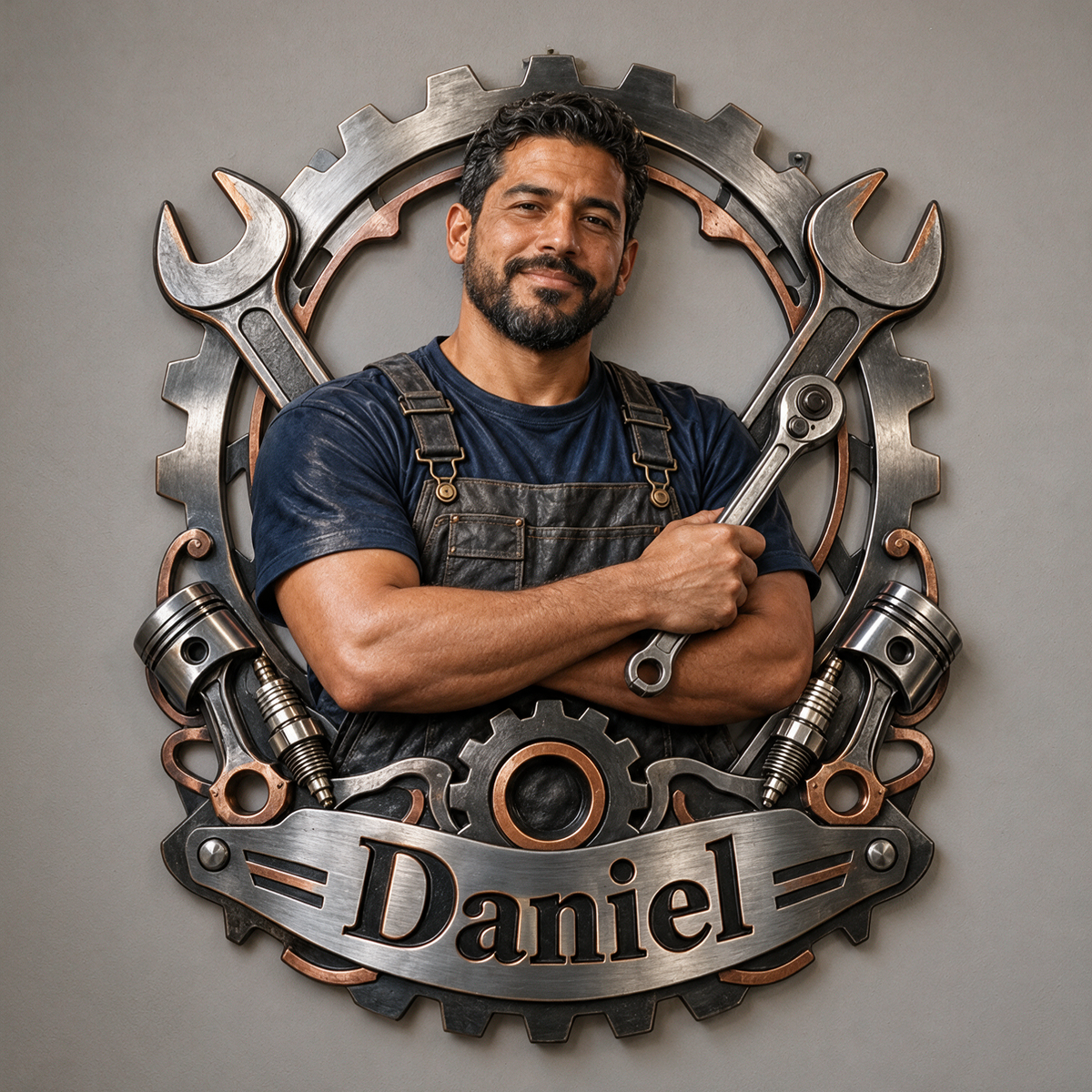 Personalized Custom Photo Mechanic Garage 3D Cut Metal Sign - Gift for Men