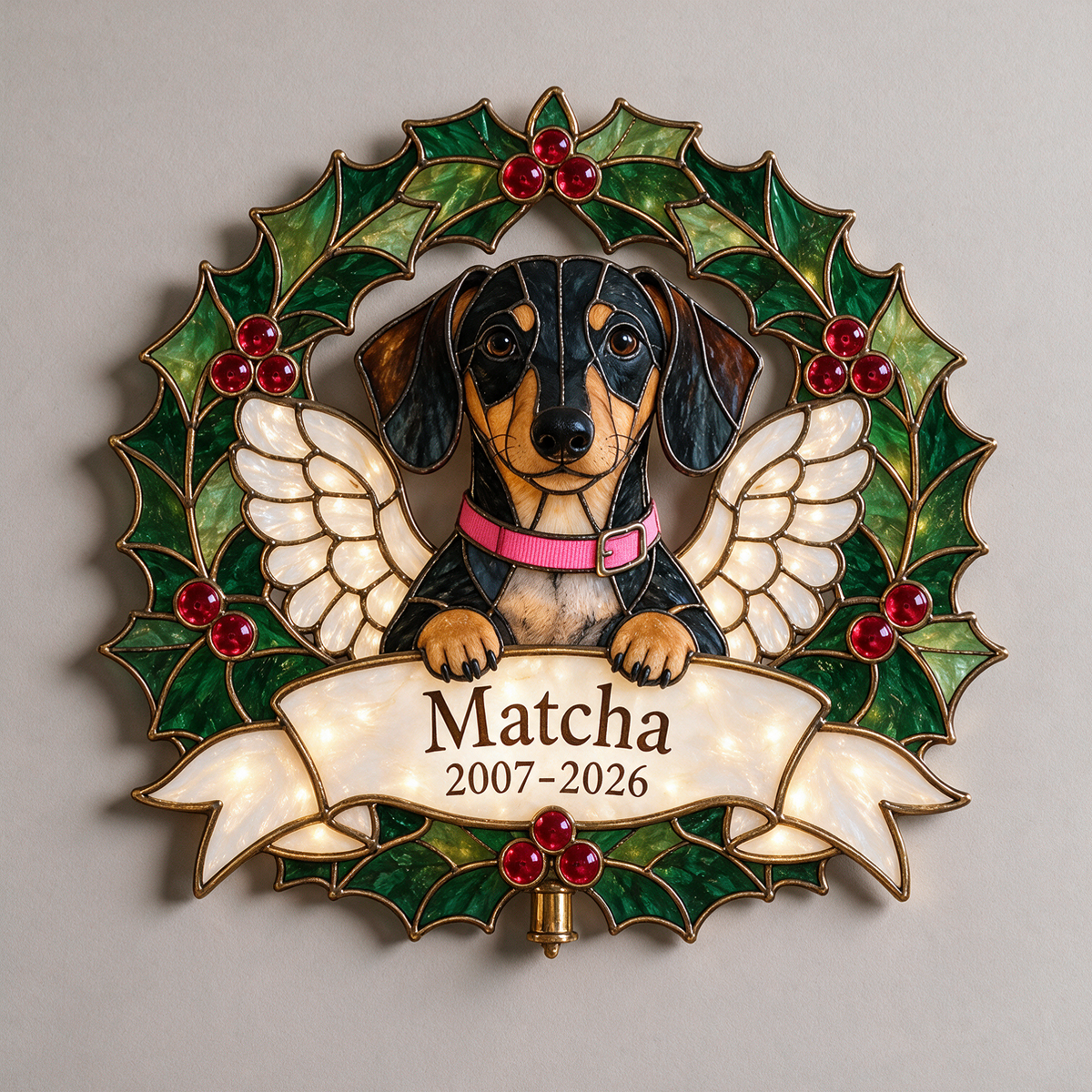 Personalized Illuminated Dog Memorial Christmas Tree Topper