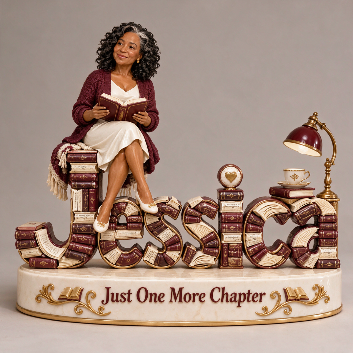 Personalized Custom Photo Book Lover 3D Name Figurine - Gift for Older Women