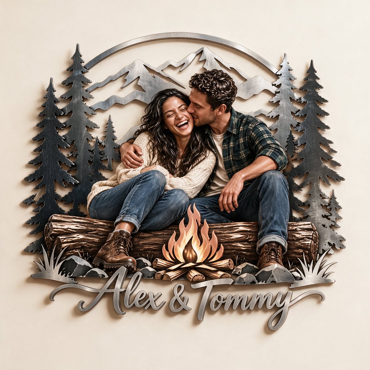 Personalisierte 3D Metall Wandkunst mit Foto - Geschenk für Paare