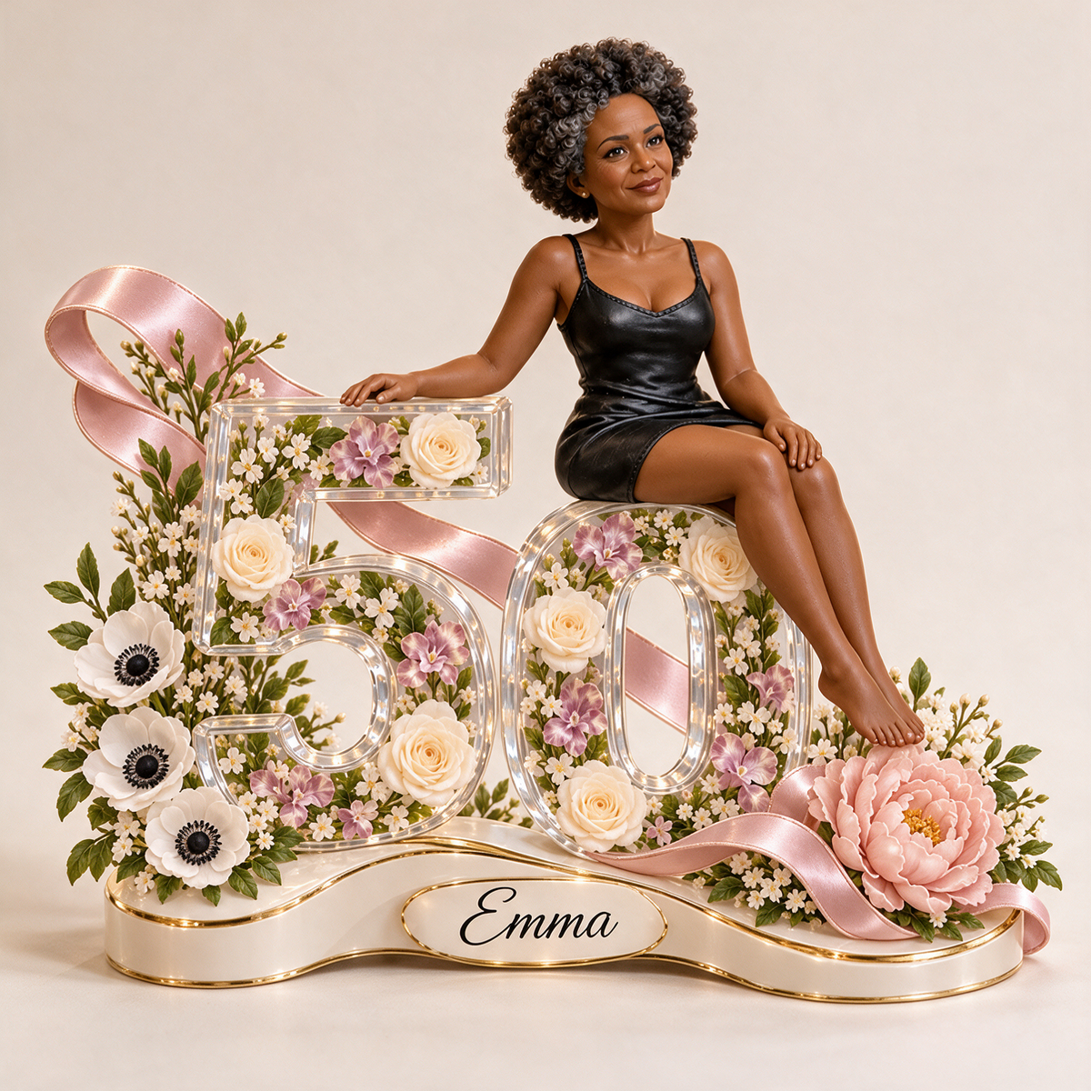 Personalized Custom Photo Floral Custom Shaped Acrylic Plaque - 50th Birthday Gift for Women