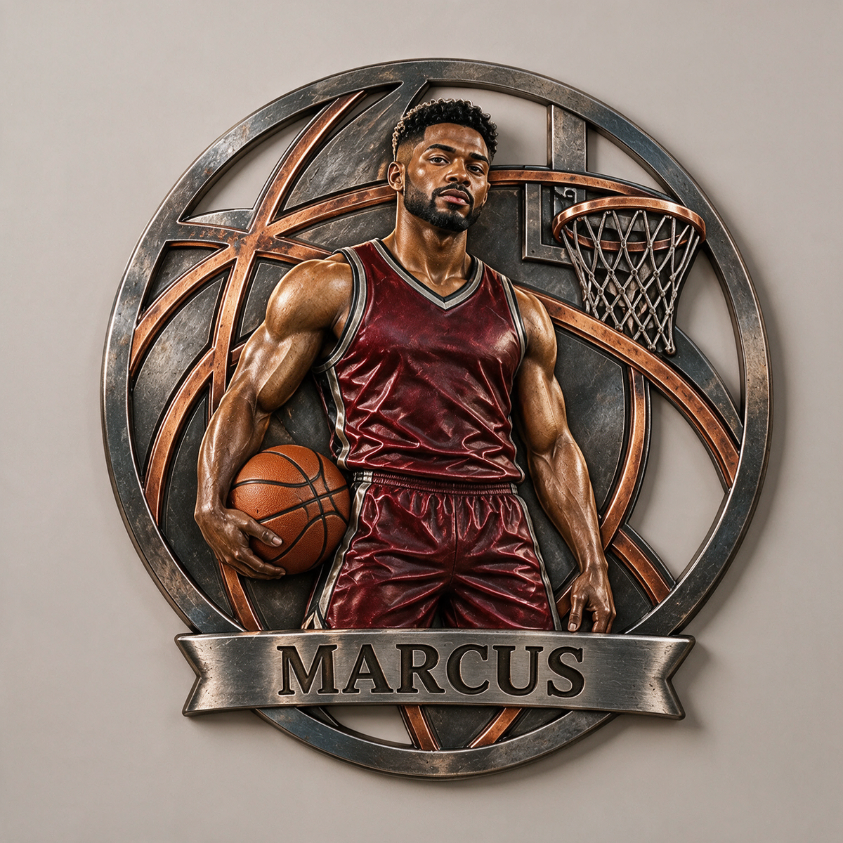 Personalized Custom Photo Basketball 3D Printed Cut Metal Sign - Gift for Young Men