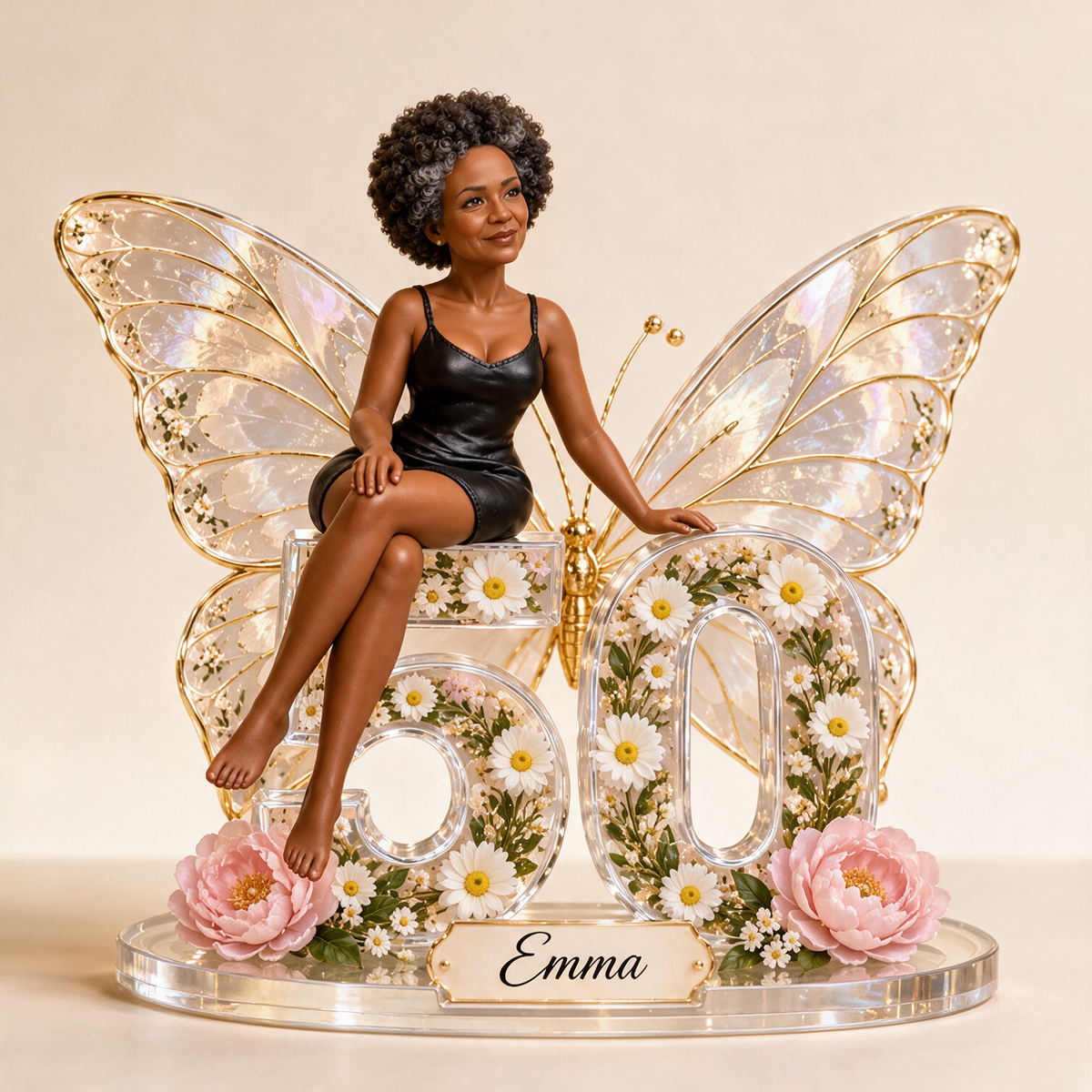 Personalisierte Foto Schmetterling Acrylplakette - 50. Geburtstag Geschenk für Frauen