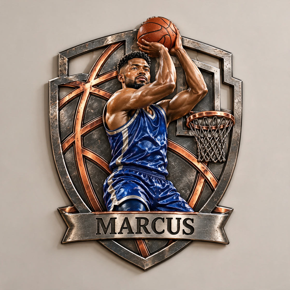 Personalized Custom Photo Basketball 3D Printed Cut Metal Sign - Gift for Young Men