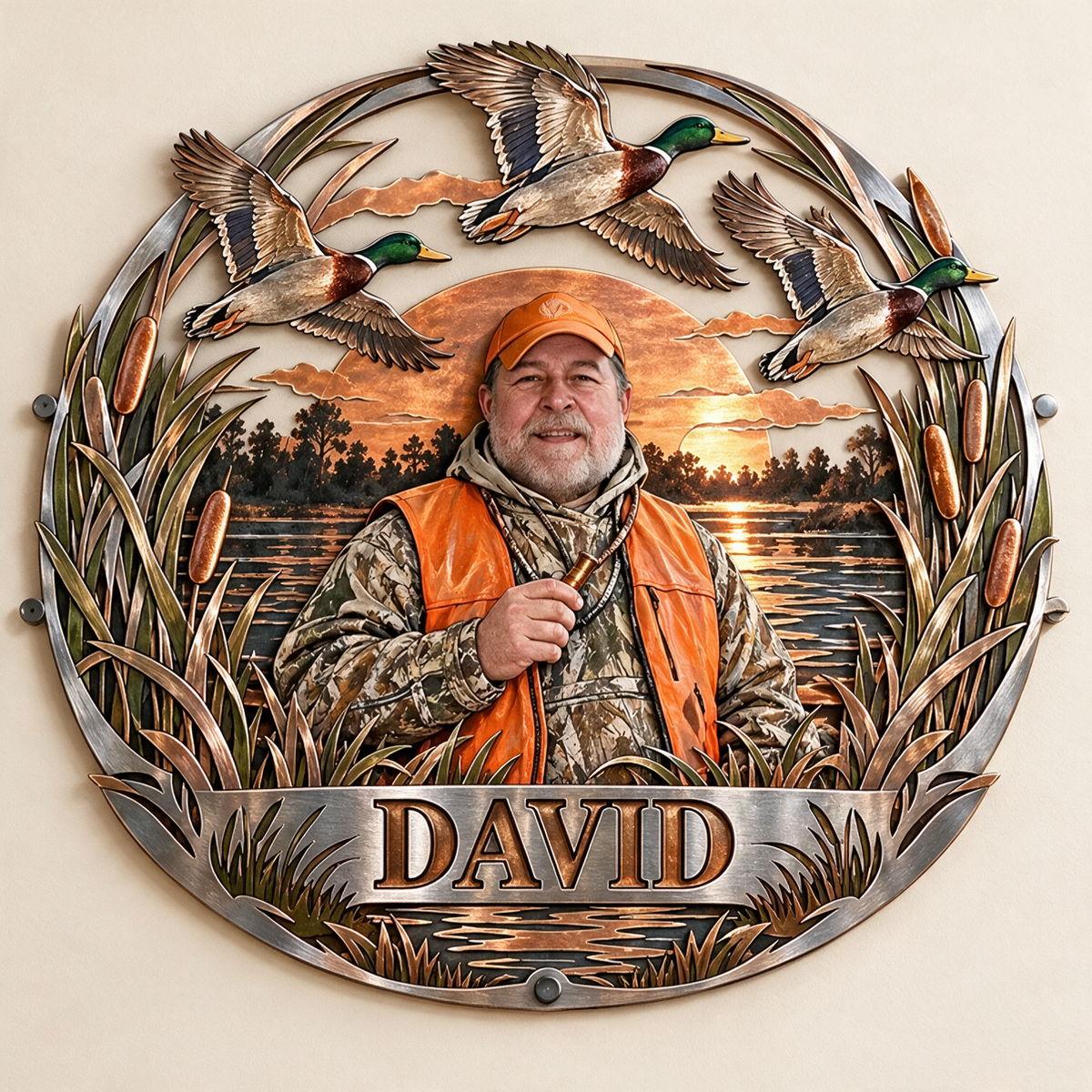 Personalized Custom Photo Duck Hunting 3D Cut Metal Sign - Gift for Older Men