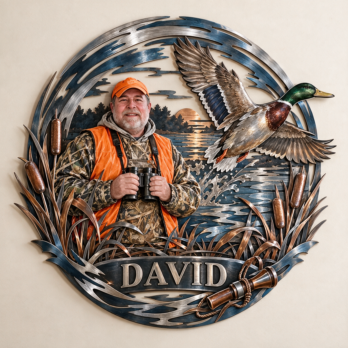 Personalized Custom Photo Duck Hunting 3D Cut Metal Sign - Gift for Older Men