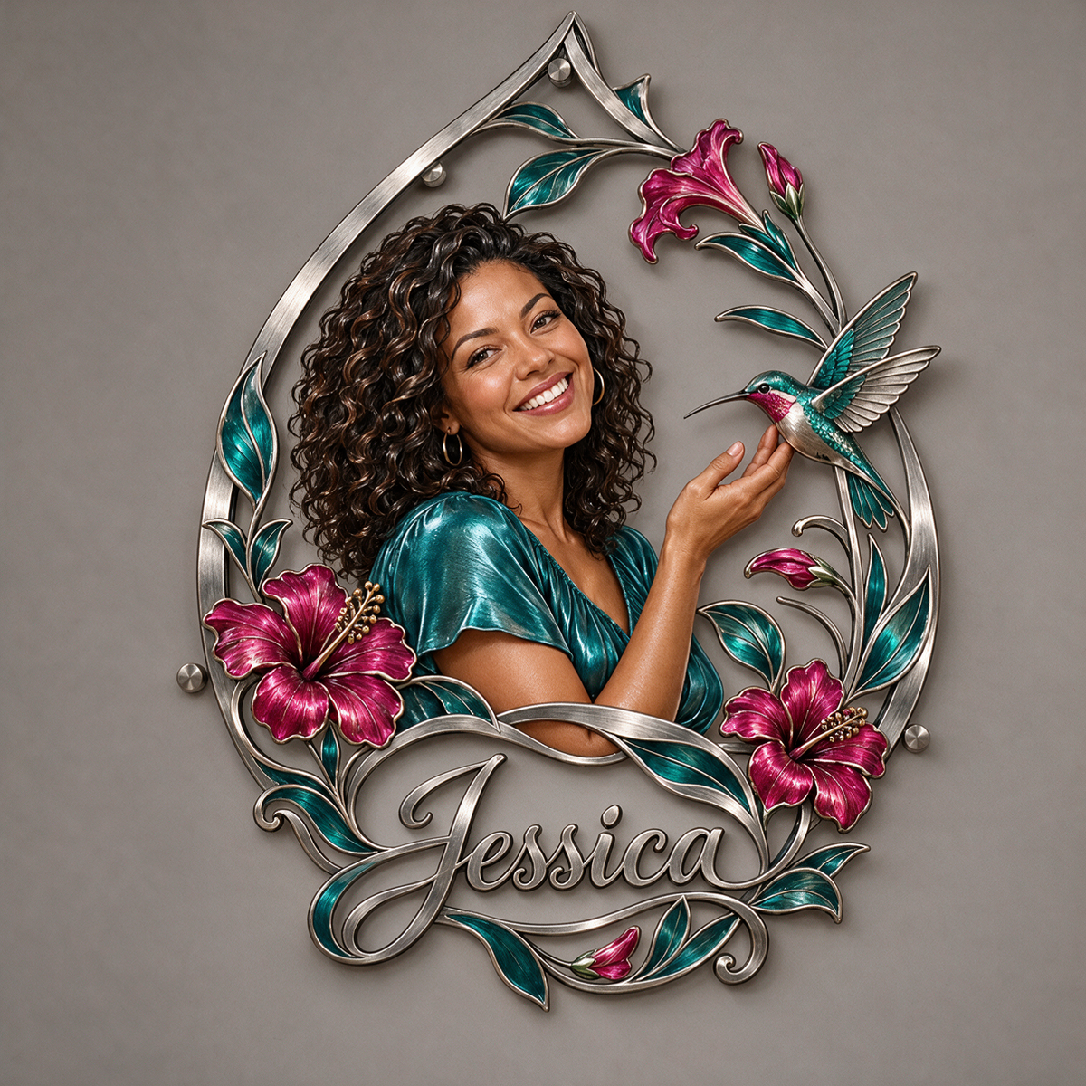 Personalized Custom Photo Hummingbird 3D Cut Metal Sign - Gift for Women
